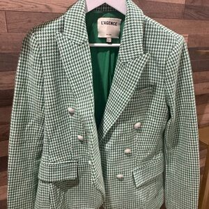 L’Agence Kenzie Double Breasted Blazer in Green Grass